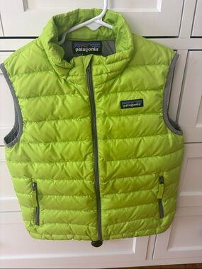 Kids Patagonia Neon Lime Quilted Down Vest